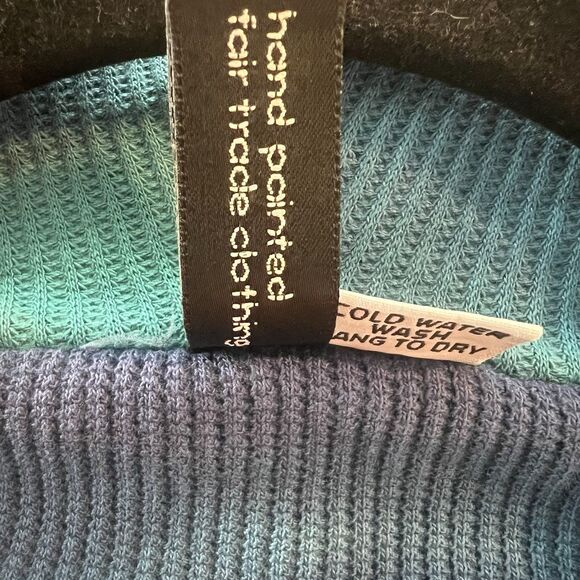 Winter Sun Poncho Cardigan Small Shibori Lagenlook Oversized Ribbed Art To Wear - Picture 4 of 6